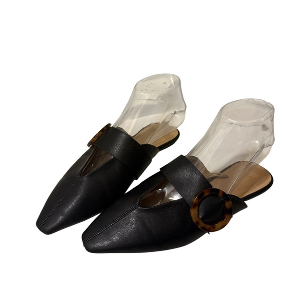 HEM leather black point toe slides. - Picture 10 of 13